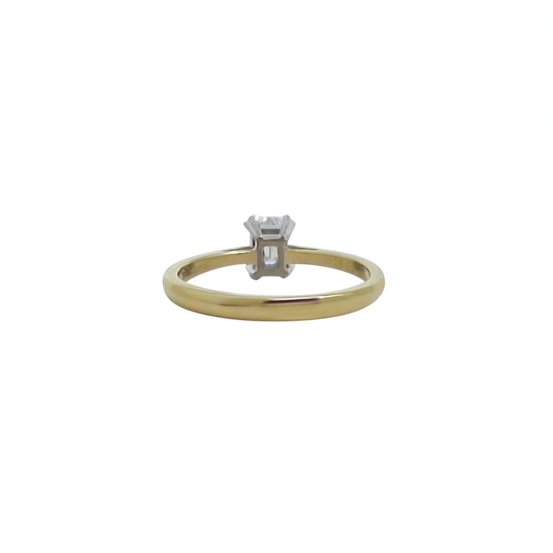 18ct Yellow Gold Emerald Cut Diamond Solitaire Ring 0.44ct