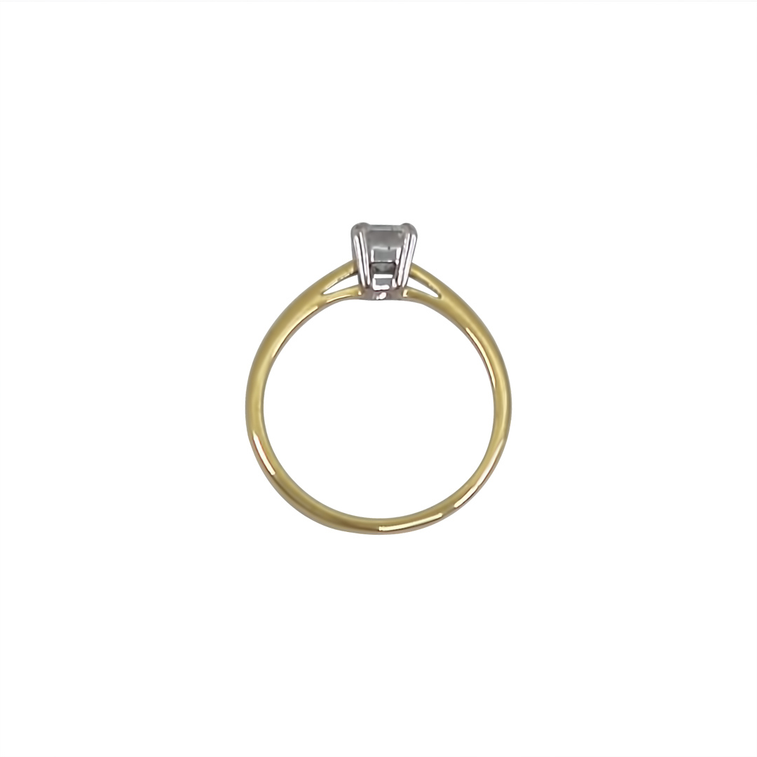 18ct Yellow Gold Emerald Cut Diamond Solitaire Ring 0.44ct