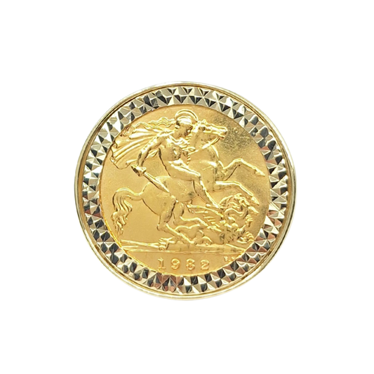 9ct/22ct Yellow Gold Half Sovereign Ring 1982