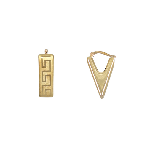14ct Yellow Gold Greek Key Earrings