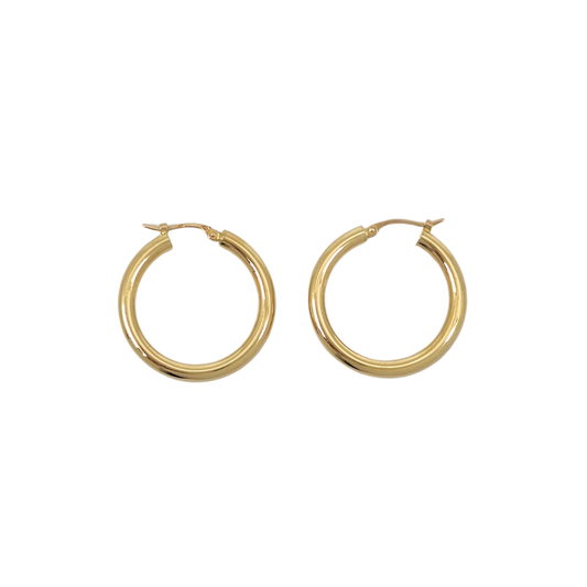 18ct Yellow Gold Plain Tube Creole Earrings