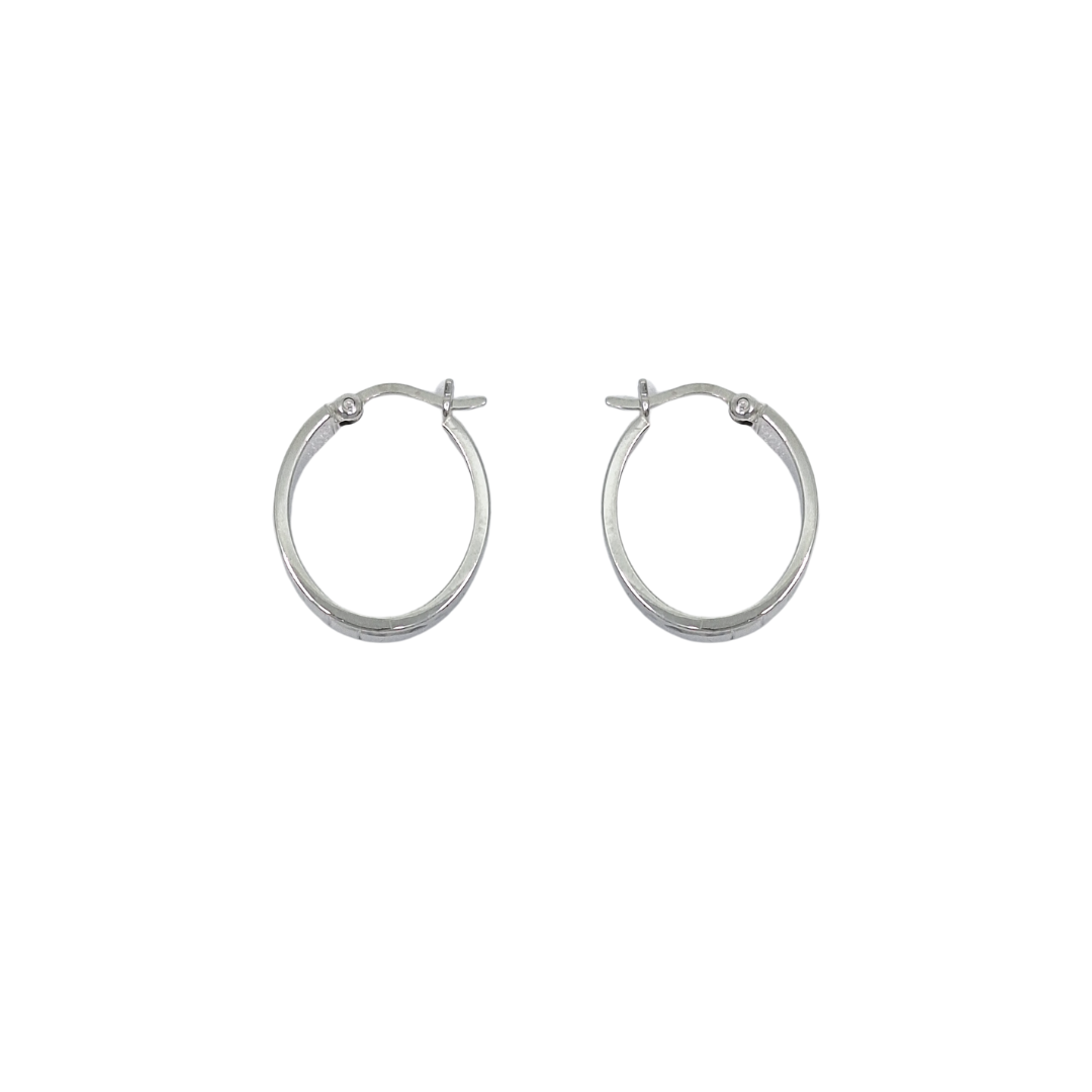 9ct White Gold Creole Earrings
