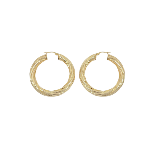 9ct Yellow Gold Twist Hoop Earrings