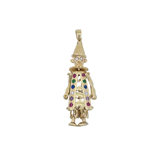 9ct Yellow Gold Clown CZ Pendant