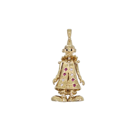 9ct Yellow Gold Clown CZ Pendant