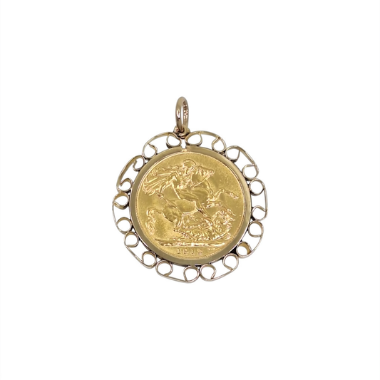 9ct/22ct Full Sovereign Pendant 1912