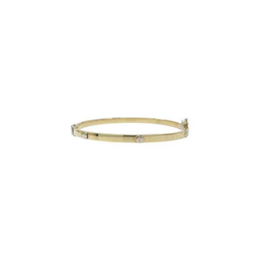14ct Yellow & White Screw Style Hinged Bangle