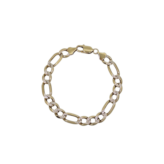 9ct Yellow and White Gold Figaro Bracelet 8"