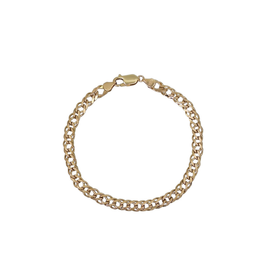 9ct Yellow Gold Double Curb Bracelet 8"