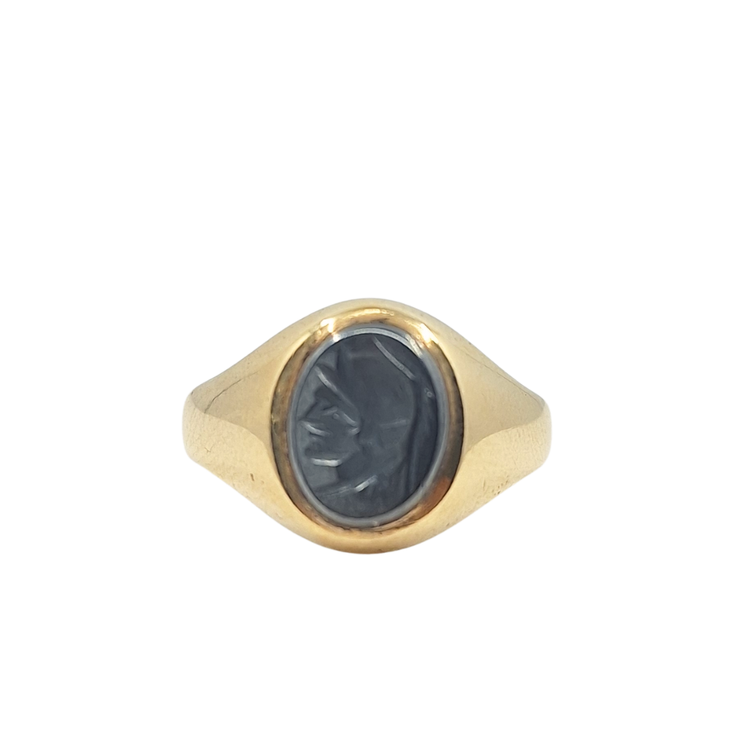 9ct Yellow Gold Hematite Signet Ring