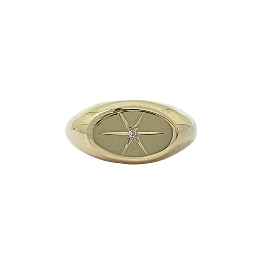 9ct Yellow Gold Diamond Set Signet Ring