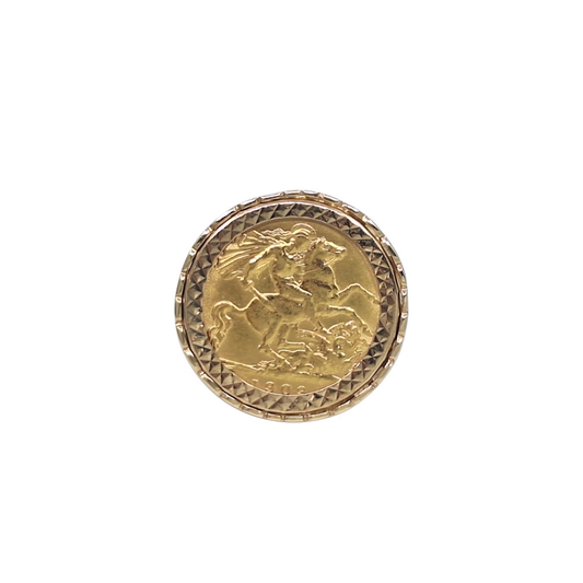 9ct /22ct Yellow Gold Half Sovereign Ring 1909