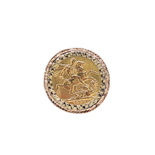 9ct/22ct Full Sovereign Coin Ring 1880