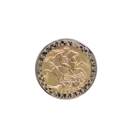 9ct /22ct Full Sovereign Coin Ring 1925
