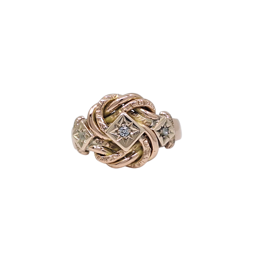 9ct Rose Gold Diamond Set Knot Ring