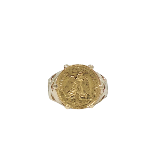 9ct Yellow Gold Peso Coin Ring 1945