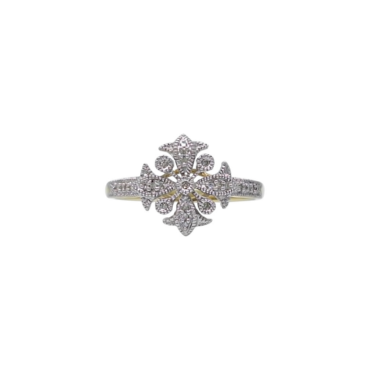 9ct Yellow Gold Diamond Cluster Ring