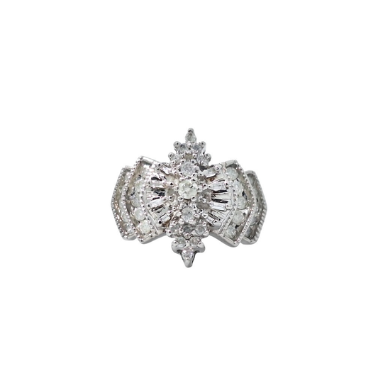 14ct White Gold Diamond Cluster Ring
