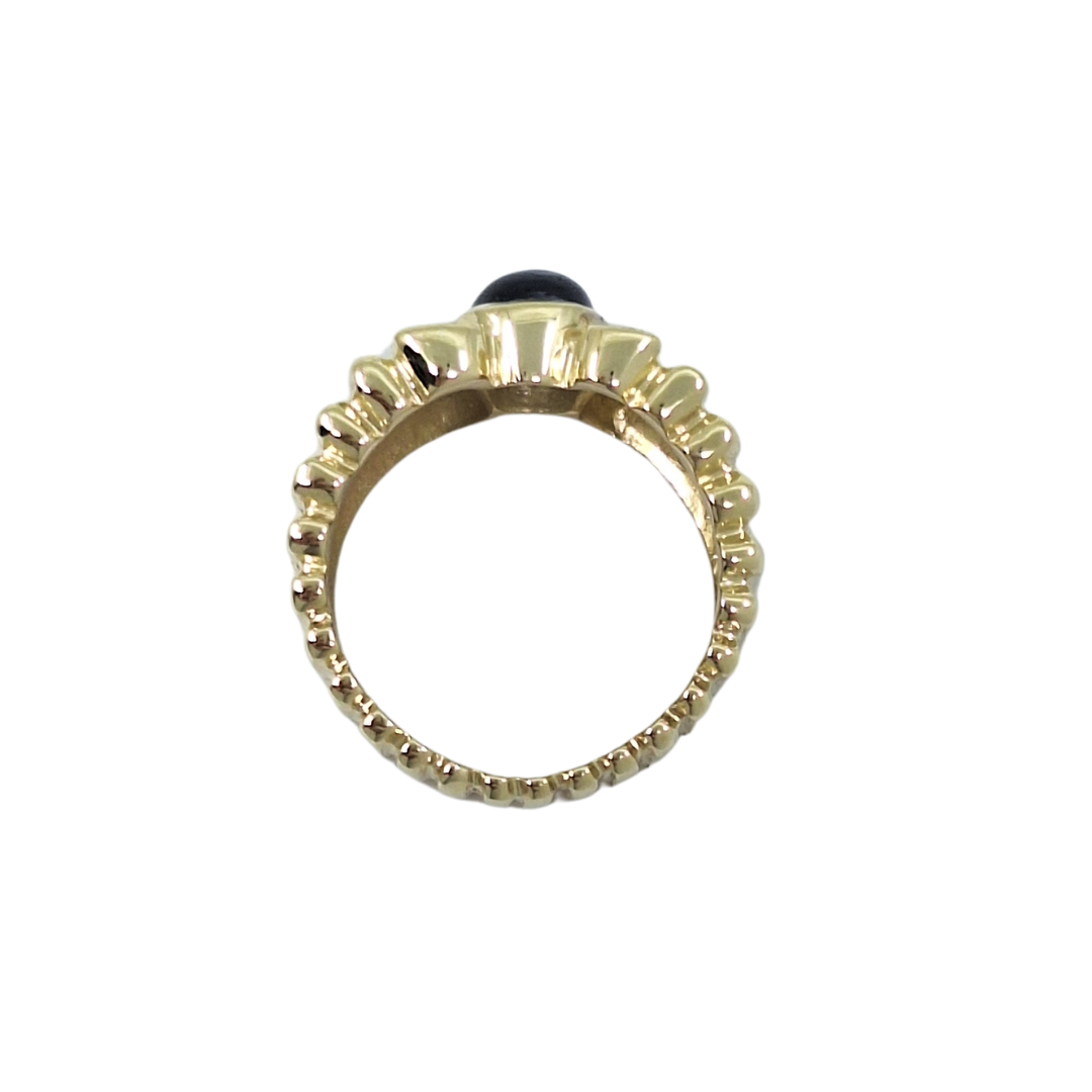 14ct Yellow Gold Blue Stone & CZ Ring