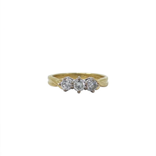 18ct Yellow Gold Three Stone Diamond Ring 0.54ct