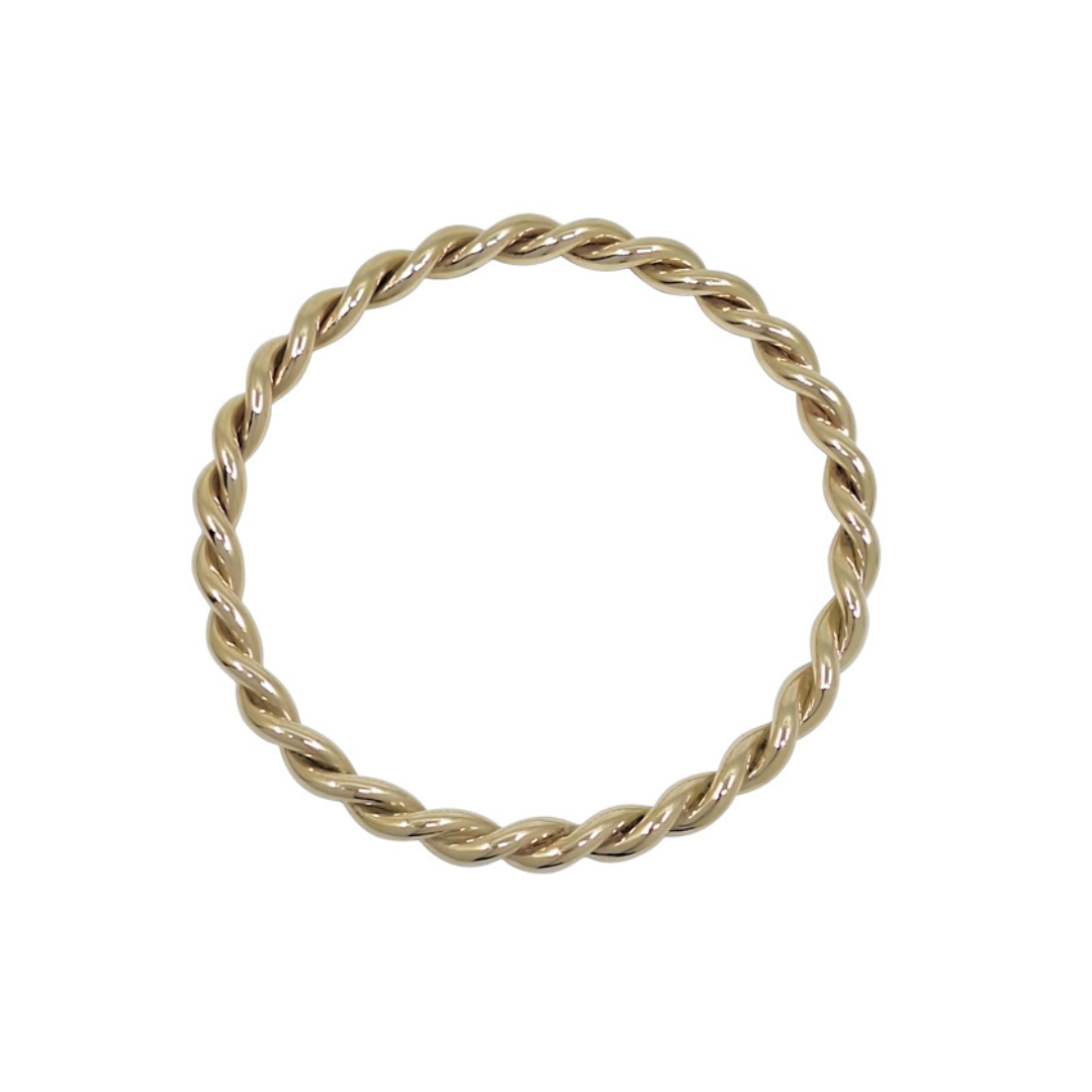 9ct Yellow Gold Solid Twist Slave Bangle
