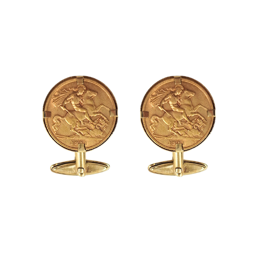 9ct/22ct Yellow Gold Half Sovereign Cufflinks 1911