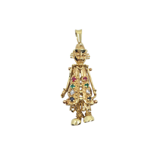 9ct Yellow Gold Cubic Zirconia Clown Pendant