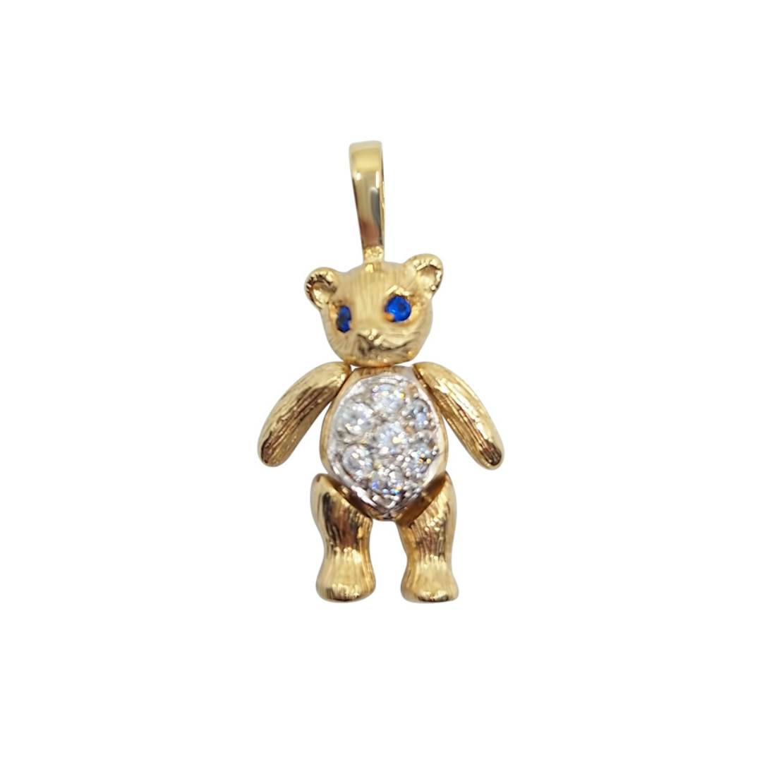 9ct Yellow Gold Cubic Zirconia Teddy Pendant