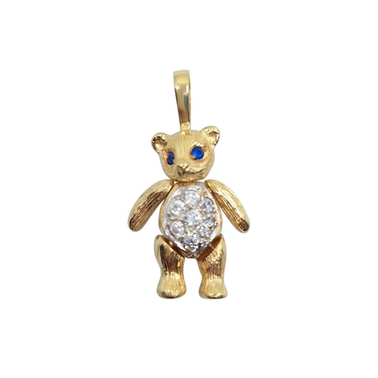 9ct Yellow Gold Cubic Zirconia Teddy Pendant