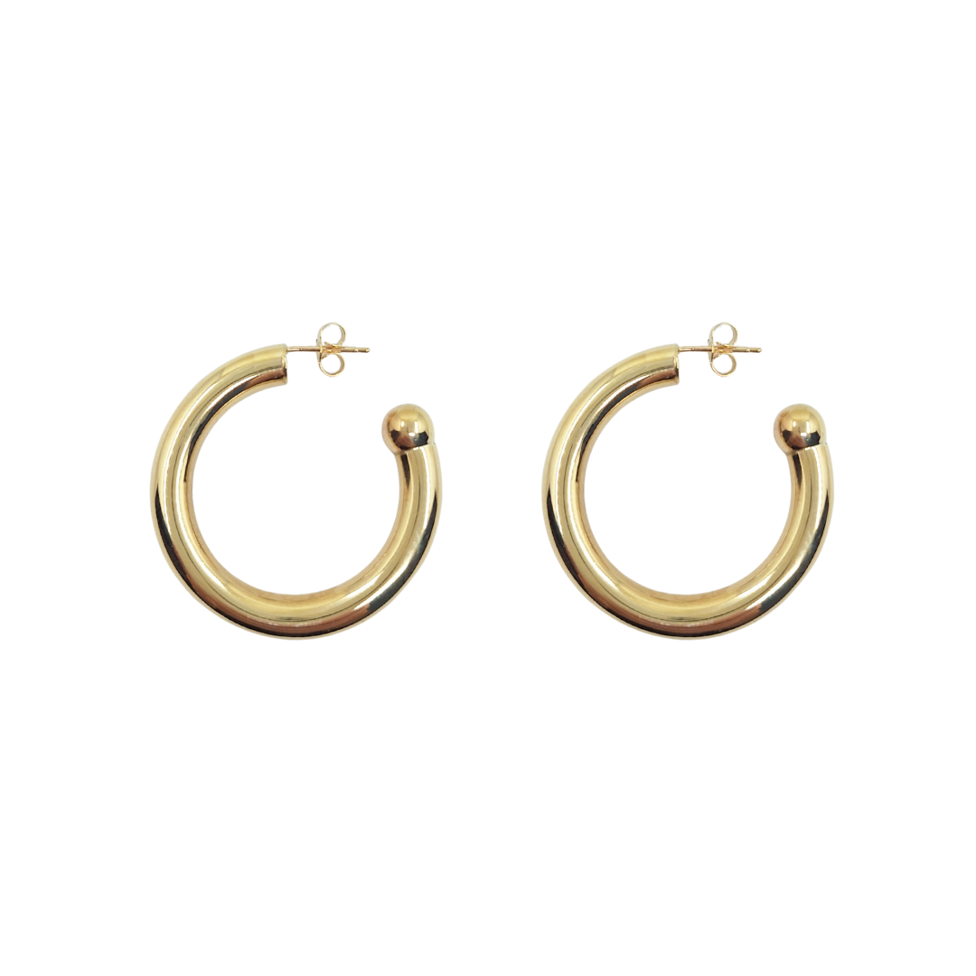 9ct Yellow Gold Tube Hoop Earrings