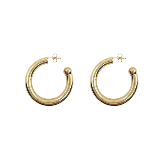9ct Yellow Gold Tube Hoop Earrings