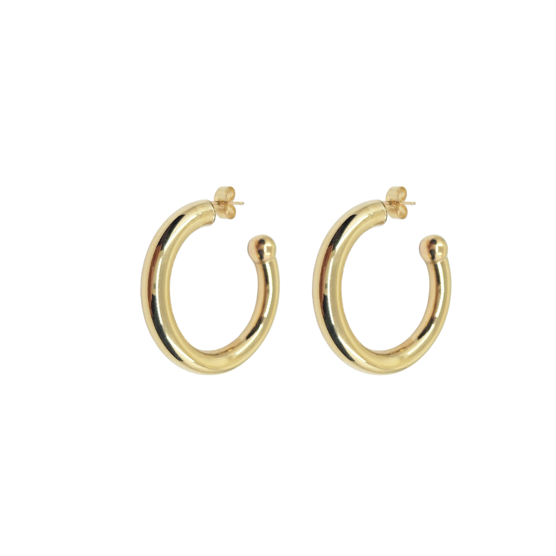 9ct Yellow Gold Tube Hoop Earrings