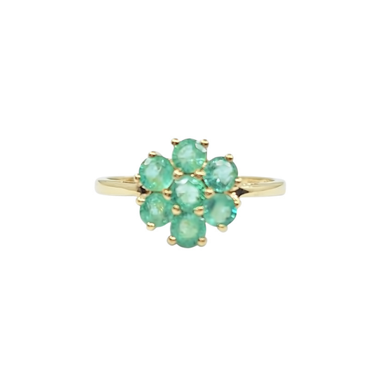 9ct Yellow Gold Emerald Cluster Ring