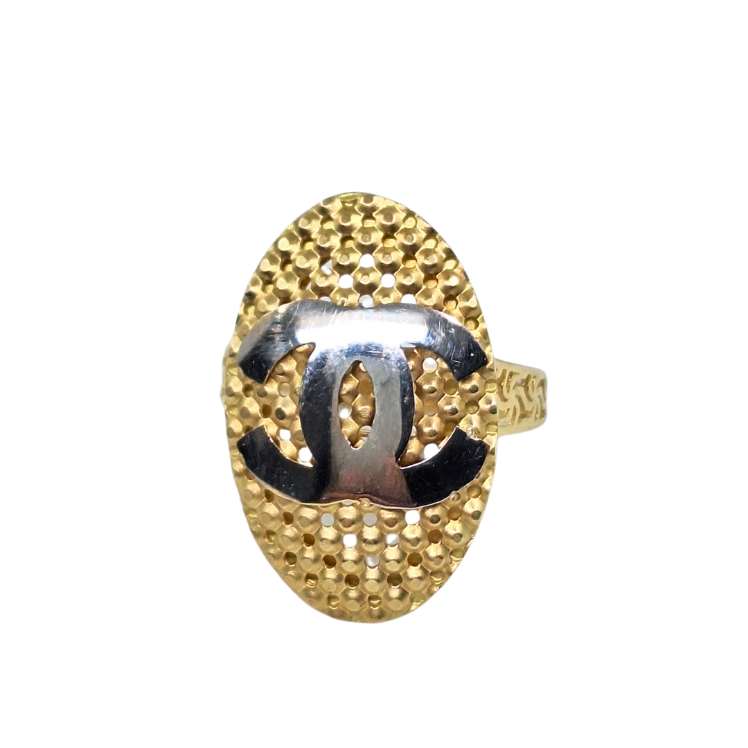 14ct Yellow & White Gold Chanel Style Ring