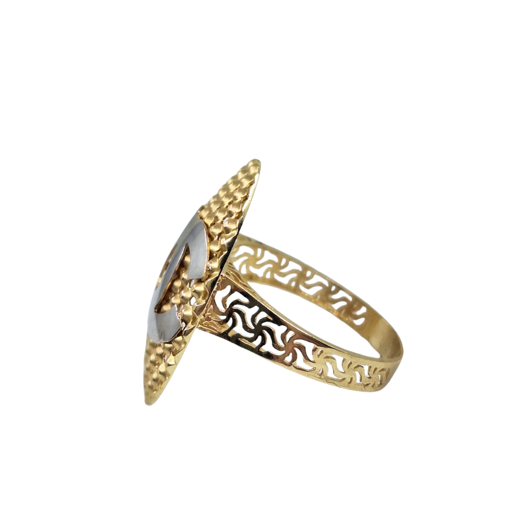 14ct Yellow & White Gold Chanel Style Ring