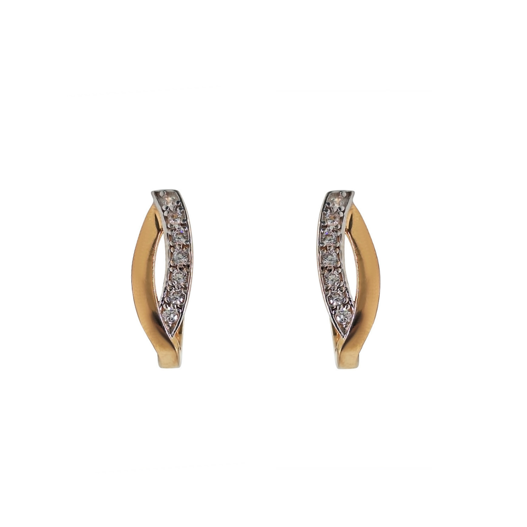 14ct Rose Gold Cubic Zirconia Huggie Earrings