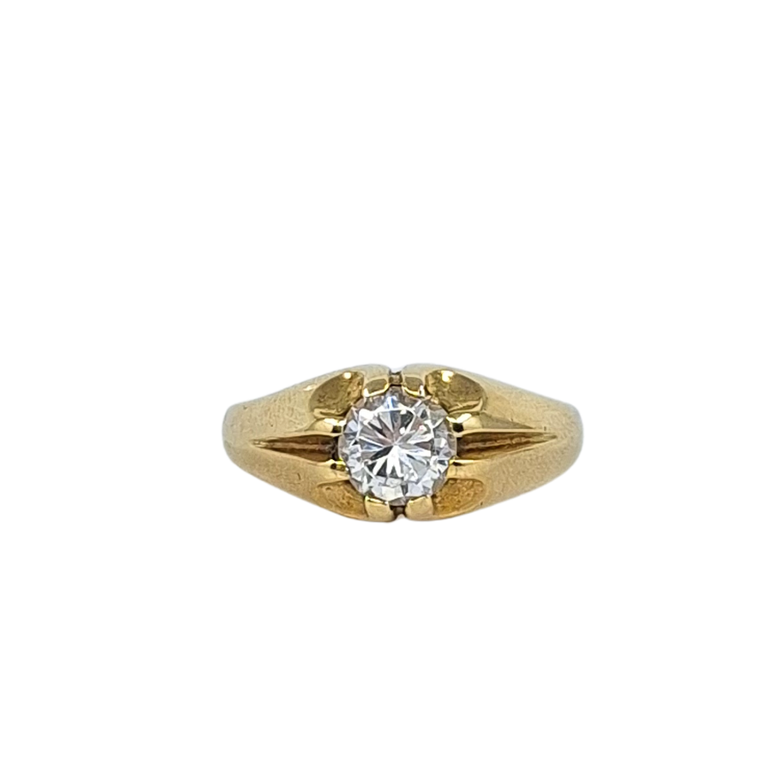 9ct Yellow Gold Cz Signet Ring