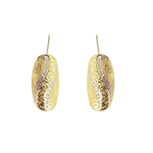 14ct 2 Colour Gold Drop Earrings