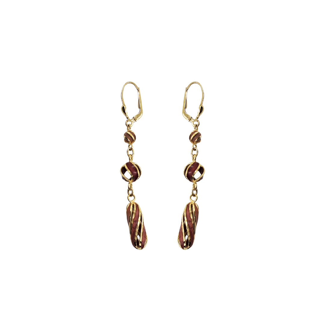 14ct Yellow Gold Enamel Drop Earrings