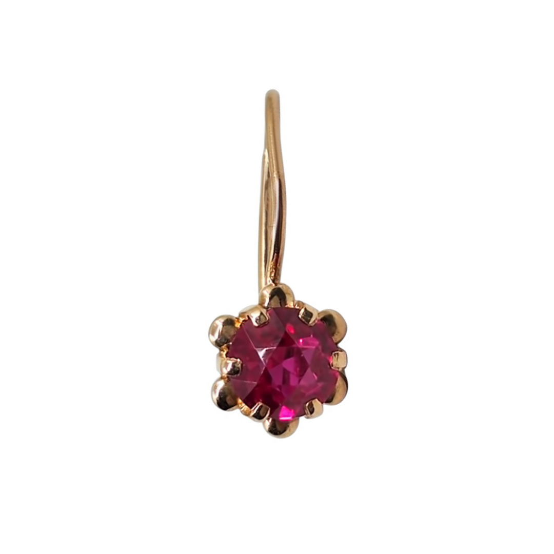 14ct Yellow Gold Red Cubic Zirconia Drop Earrings