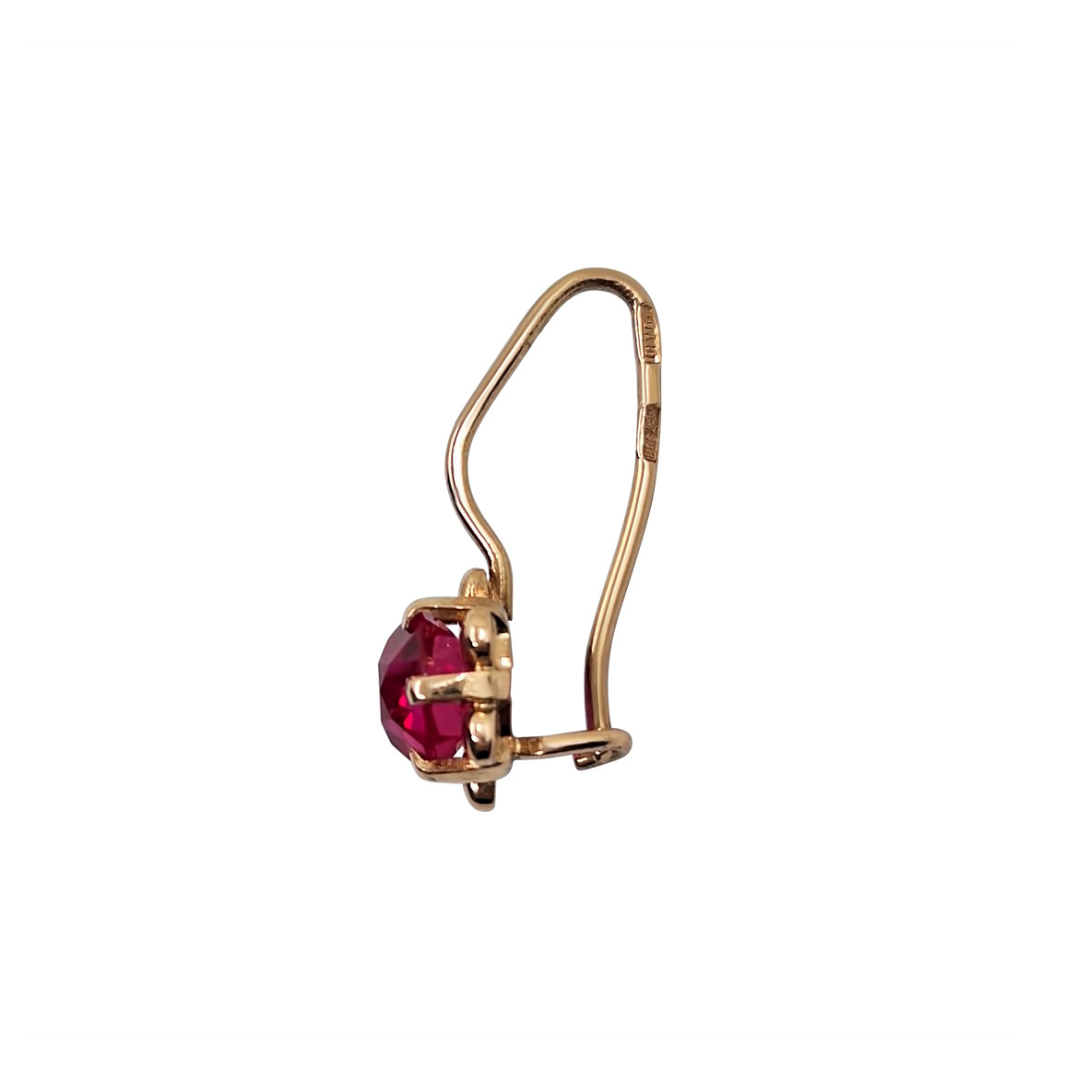 14ct Yellow Gold Red Cubic Zirconia Drop Earrings