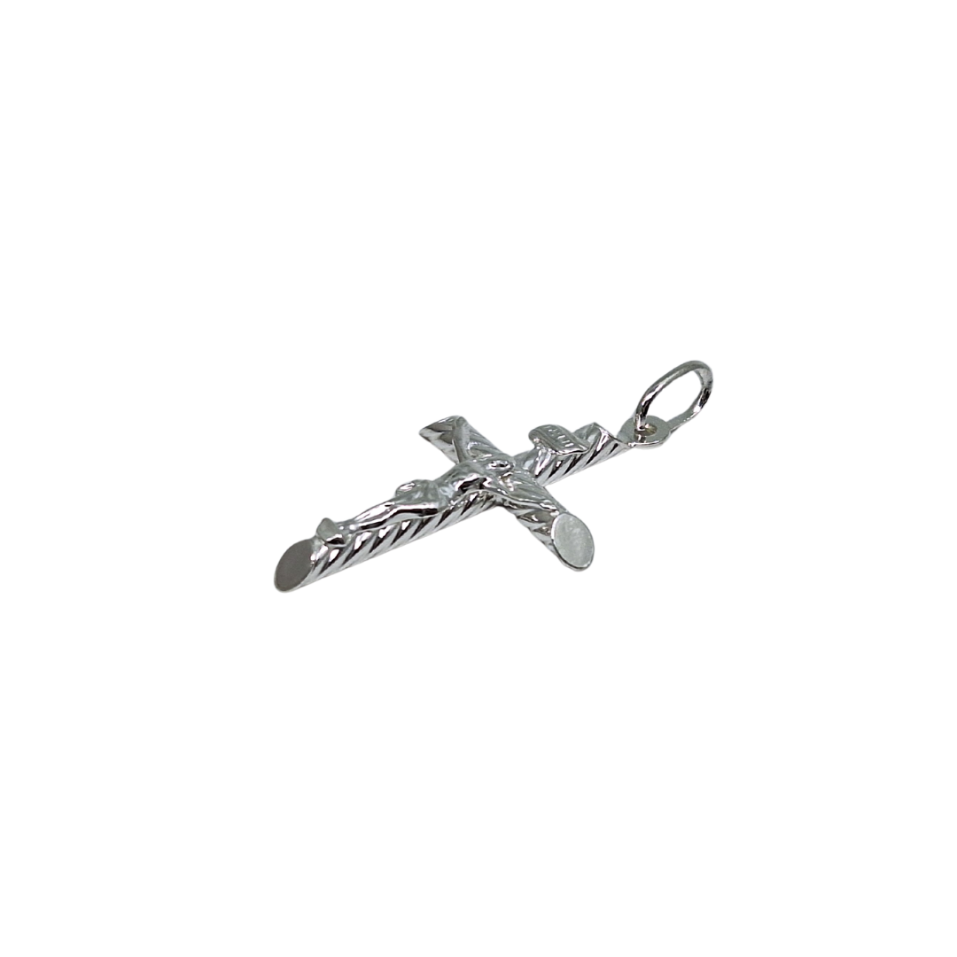 Silver Twist Crucifix Pendant