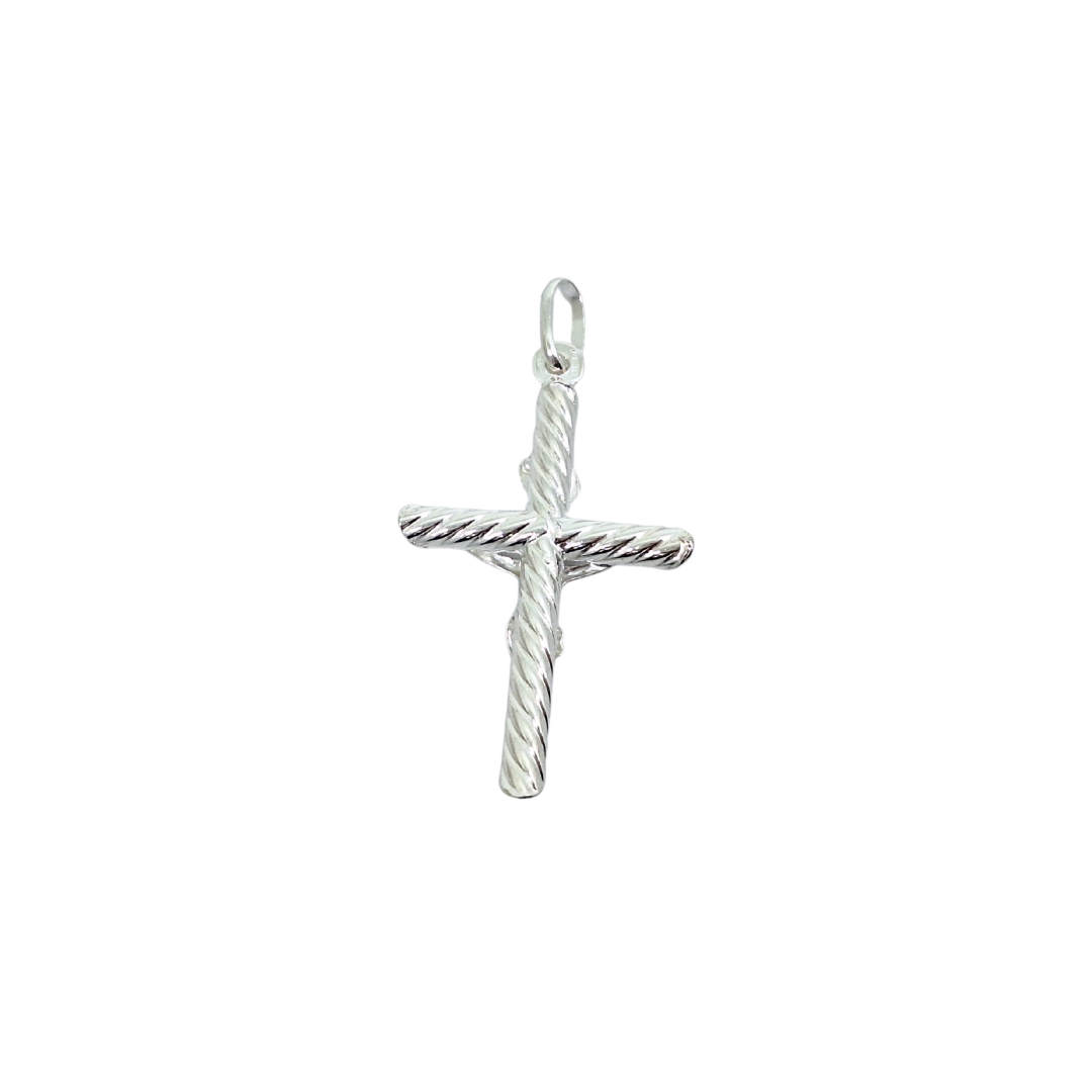 Silver Twist Crucifix Pendant