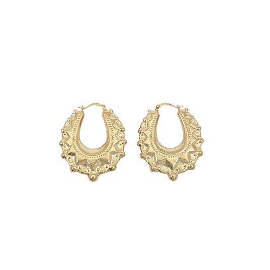 9ct Yellow Gold Spike Creole Earrings