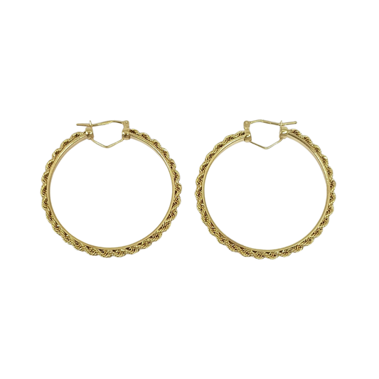 9ct Yellow Gold Rope Hoop Earrings