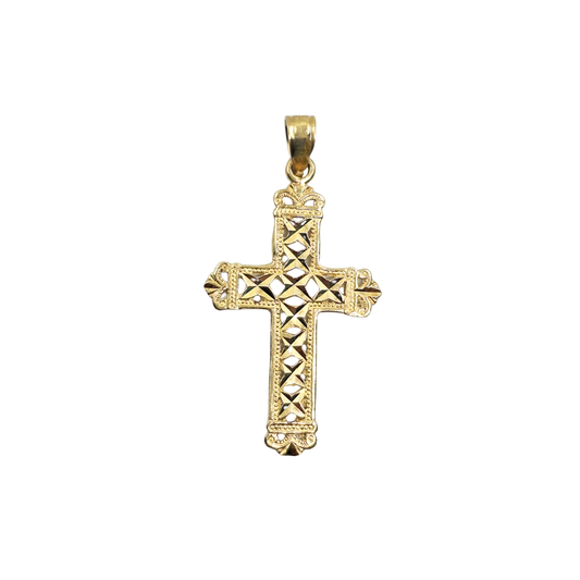 9ct Yellow Gold Patterned Cross