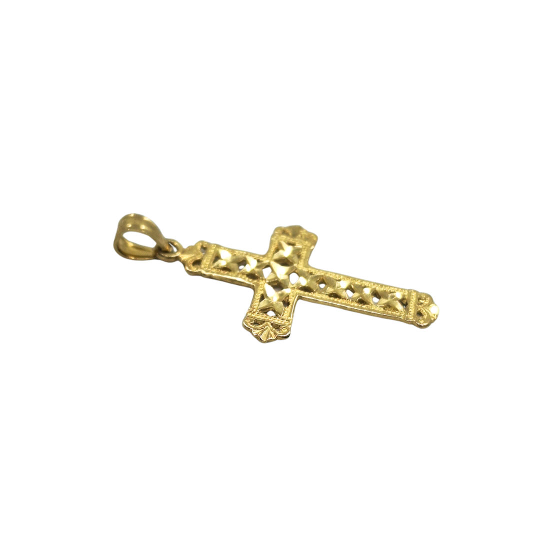 9ct Yellow Gold Patterned Cross
