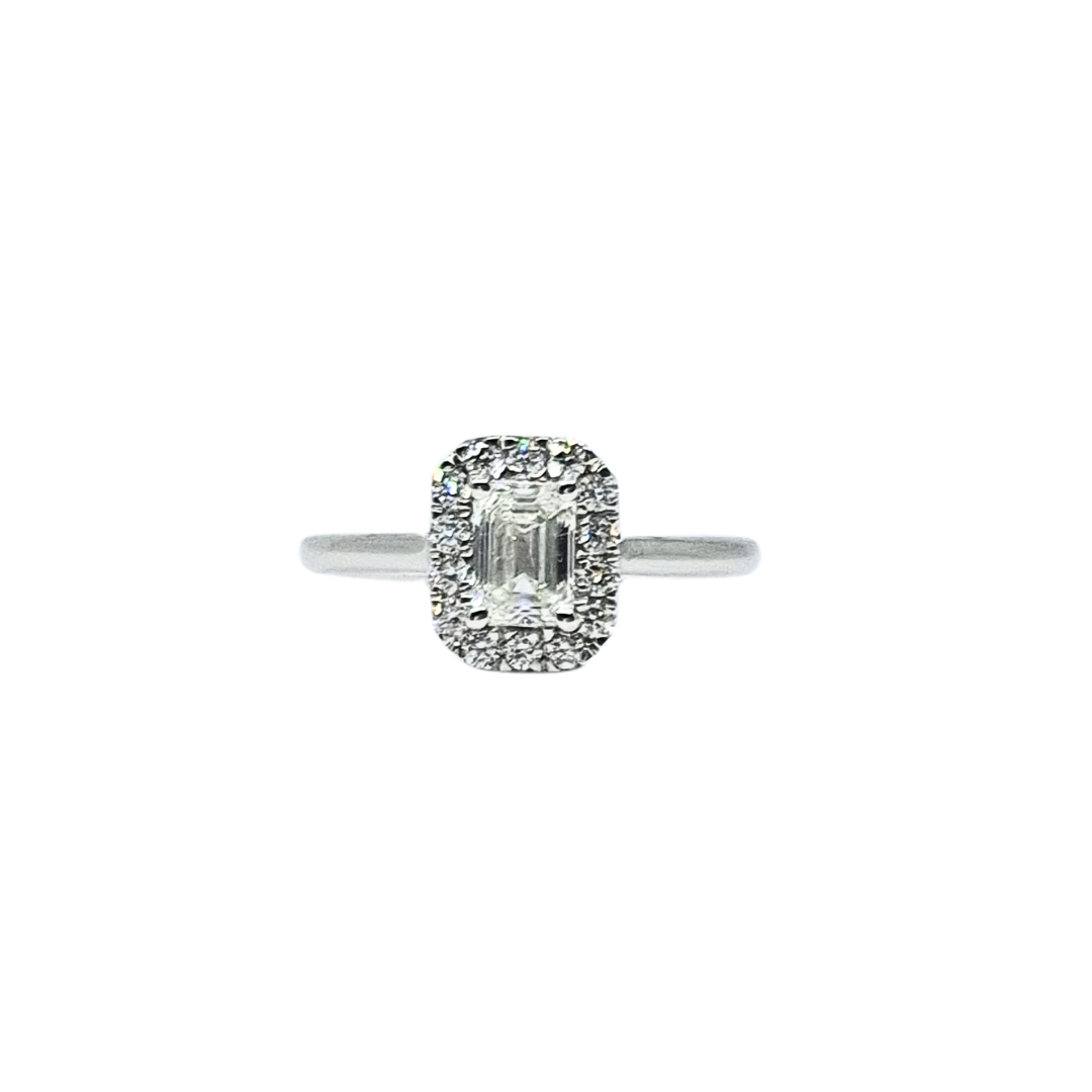 Platinum Emerald Cut Diamond Halo 0.75ct