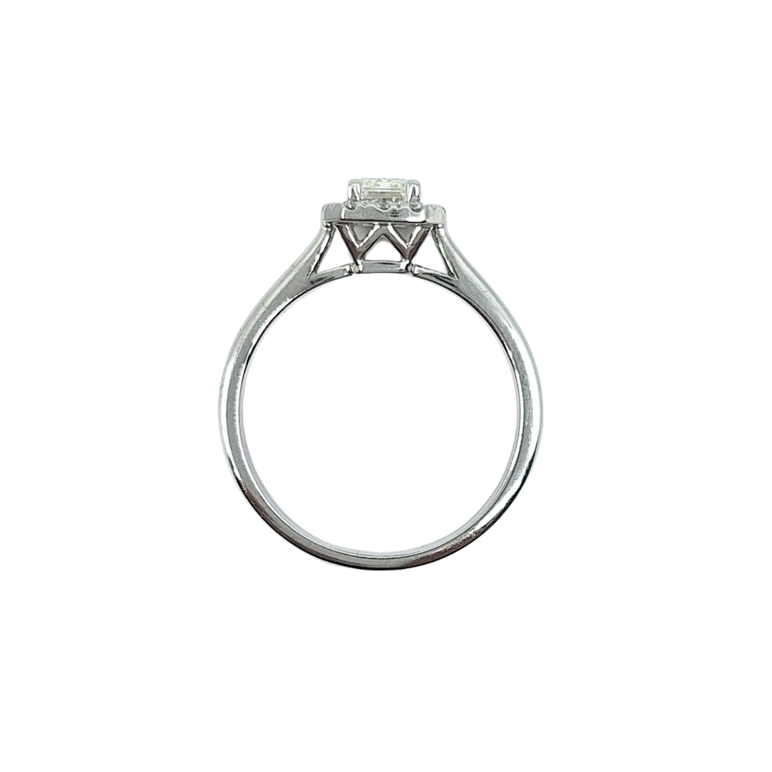 Platinum Emerald Cut Diamond Halo 0.75ct