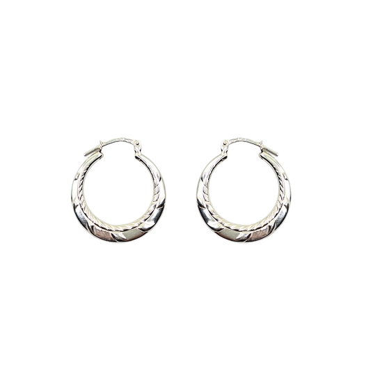 Silver Fancy Creole Earrings